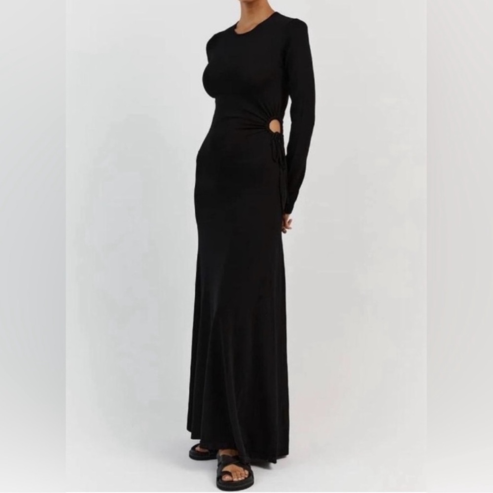 DISSH GRACE BLACK CREW CUT OUT MIDI DRESS NWT XS Long Sleeve